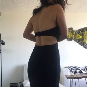 Formal Maxi black dress, open back gown